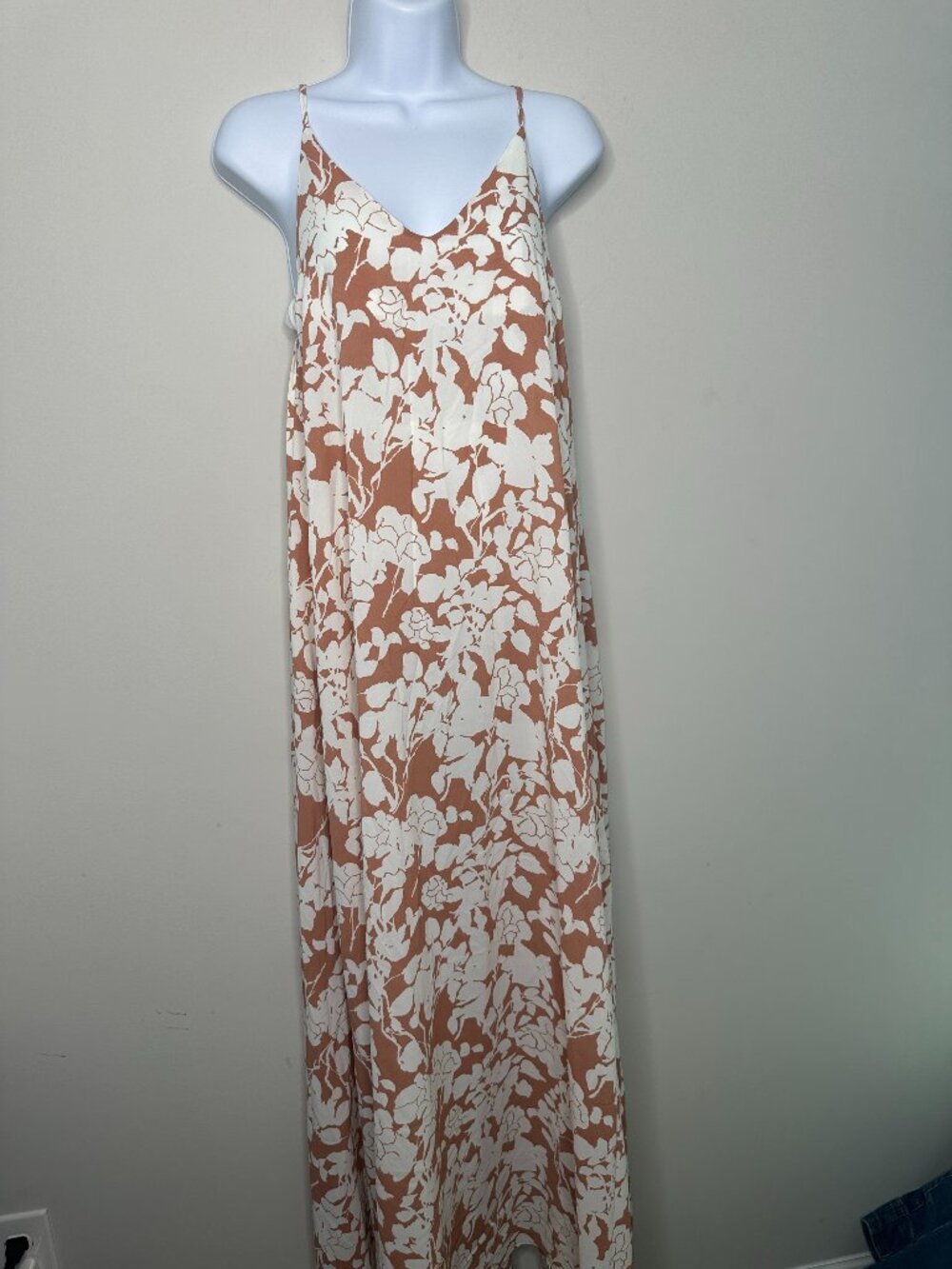 Pink Lily Brown Floral Printed Maxi Dress Women's XS